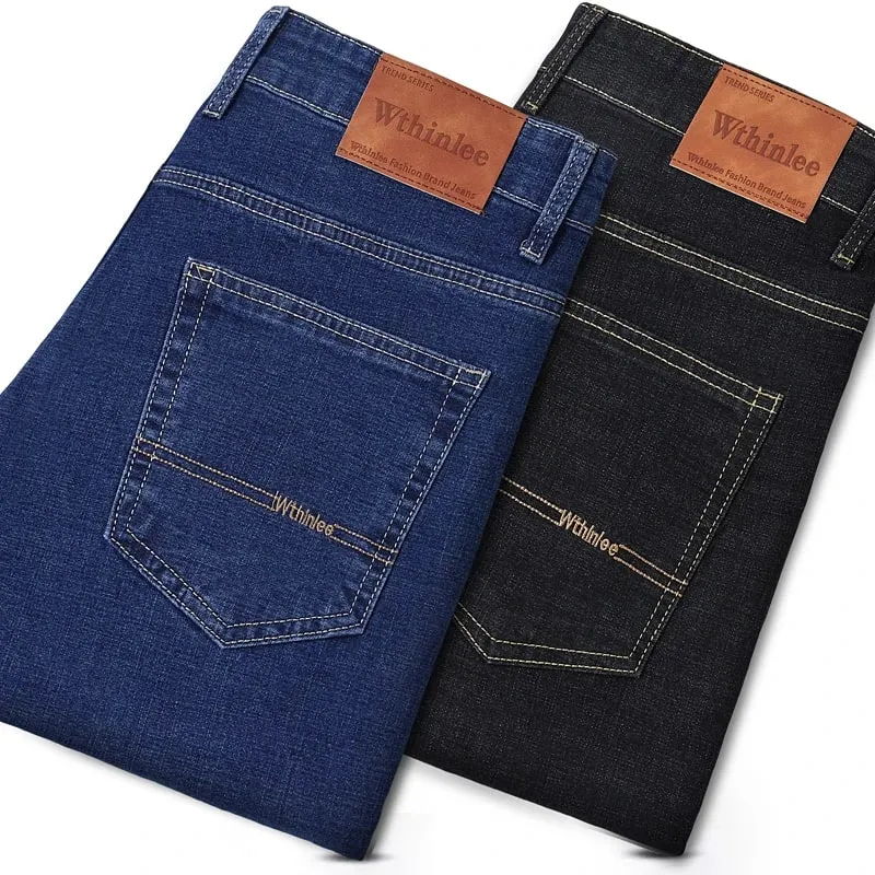 2026 Stretch Stretch Fashion Classic Blue Black Work New Business Men's Jeans Casual StraightDenim Trousers Male Brand Clothing