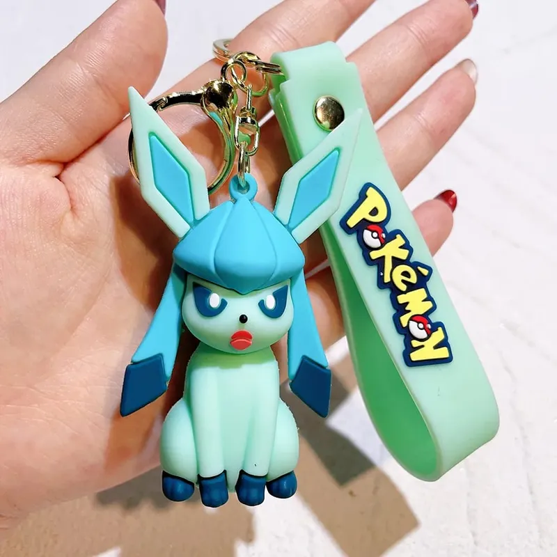 40 Style Wholesale Anime Pokémon Pikachu Eveen Keychain Cartoon Cute Charizard Keyring Student Backpack Car Key Chain Toys Gifts