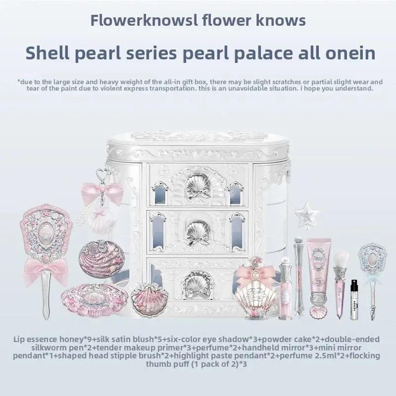 Flowerknows Shell's Jewel Collection 多合一化妝套裝女士化妝套裝全套眼影唇彩腮紅香水盒