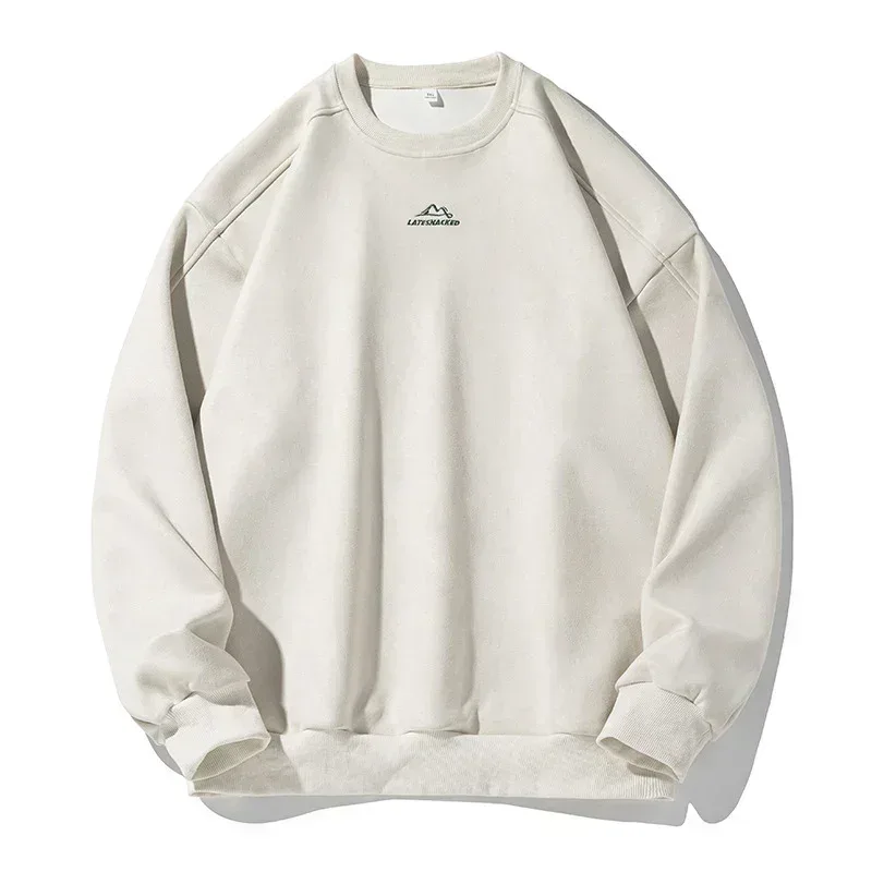 Merk Suede Sweatshirts Voor Mannen 2026 Nieuwe Herfst Winter Kleding Baggy Vintage Truien Koppels O Hals Oversize Blouse