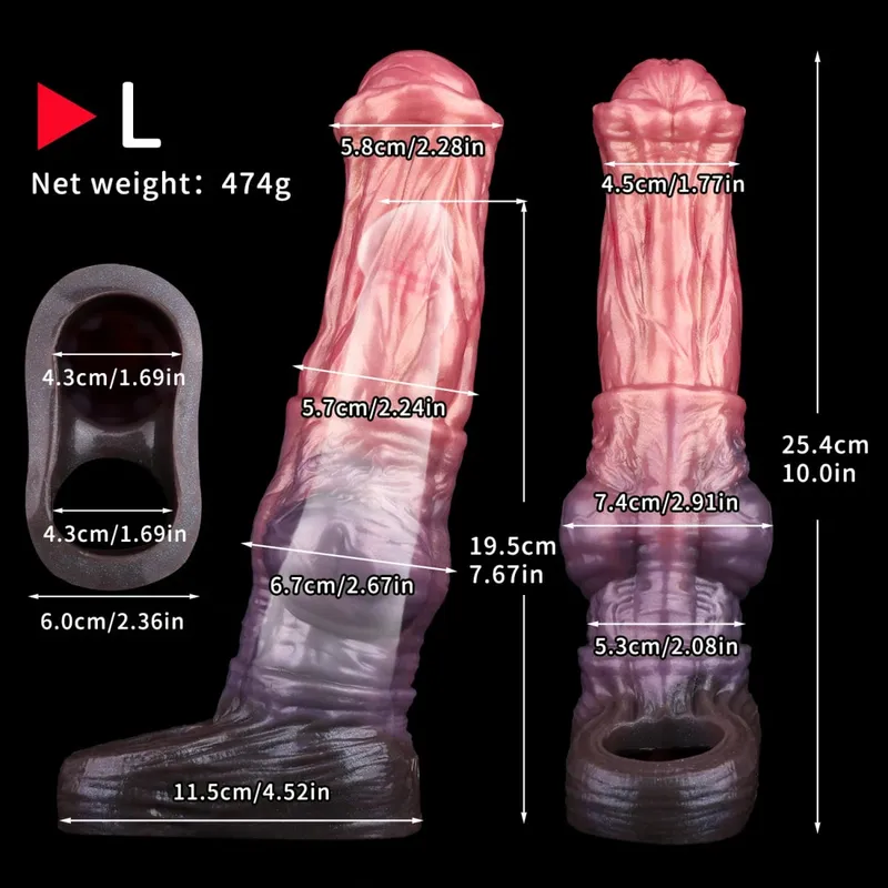 Fantasy Long Horse Penis Sleeve Silicone Big Knot Cock Cover Reusable Condom Sex Toys For Adult Men Dick Extender Sexy Shop