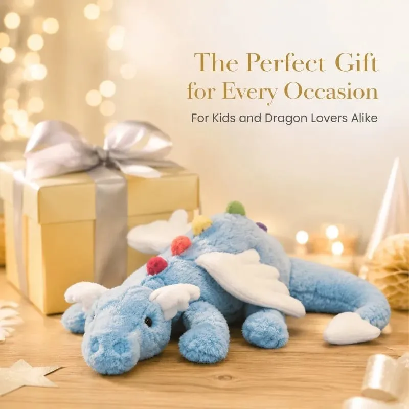 Blue Dragon Plush Toy Cute Soft Stuffed Animal with Colorful Spikes Wings Kids Birthday Gift Home Decoration Comfort Companion