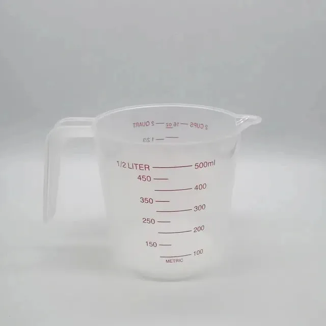 Kusina Food Grade 0.25L 0.5L 1L Plastic Tip Mouth Pot Ibuhos ang Spout Clear Measuring Cup Household Baking Scale Cup Tool sa Kusina