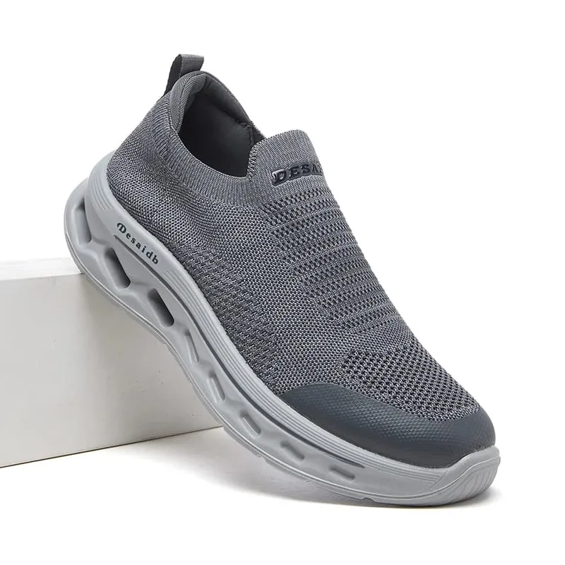 Desai Men's 2026 Autumn Mesh Slip-on Shoes Breathable Hollow Thick Sole Lightweight Casual Sneakers Walking Daily Footwear