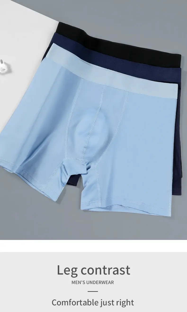 Men's Ice Silk Sports Underwear Men's Summer Thin Anti-Wear Leg Running Breathable Large Size Extended Anti-Wear Crotch Boxer Br