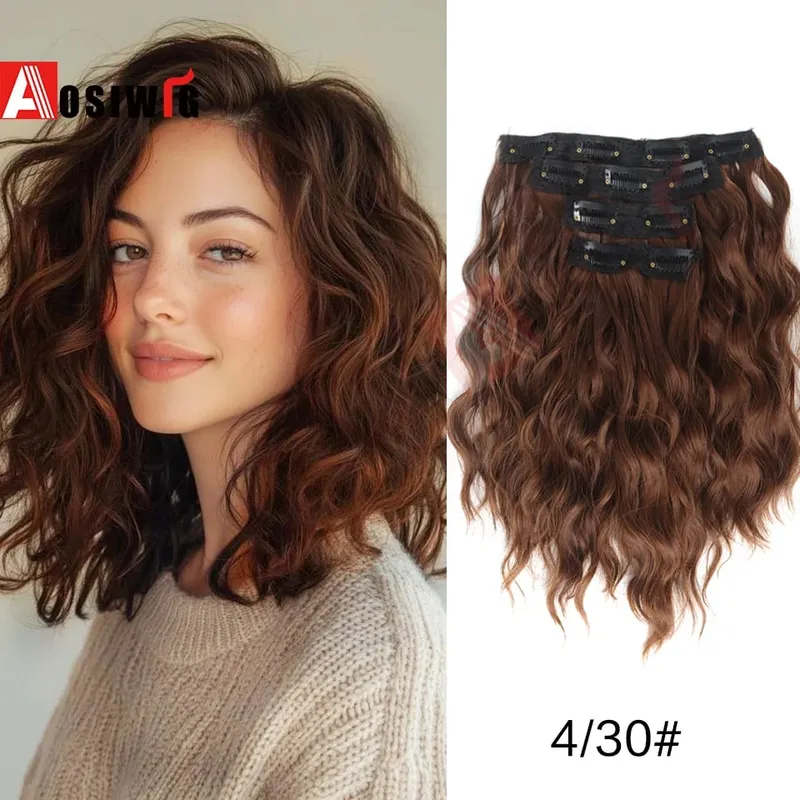 Synthetic 11 Clips Clips in Hair Extensions Long Curly Hairstyle Black Blonde Hairpieces Heat Resistant False Hair Daily Use