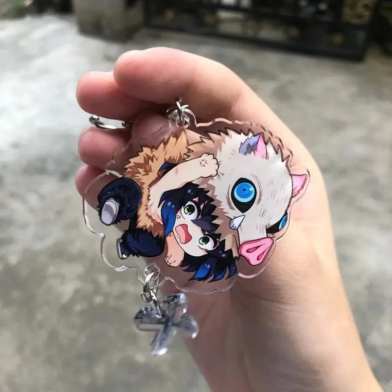 Hot Demon Slayer Tanjiro Kamado Acrylic Keychain Anime Peripherals Cute Cartoons Fashion Jewelry Backpack Pendant Christmas Gift