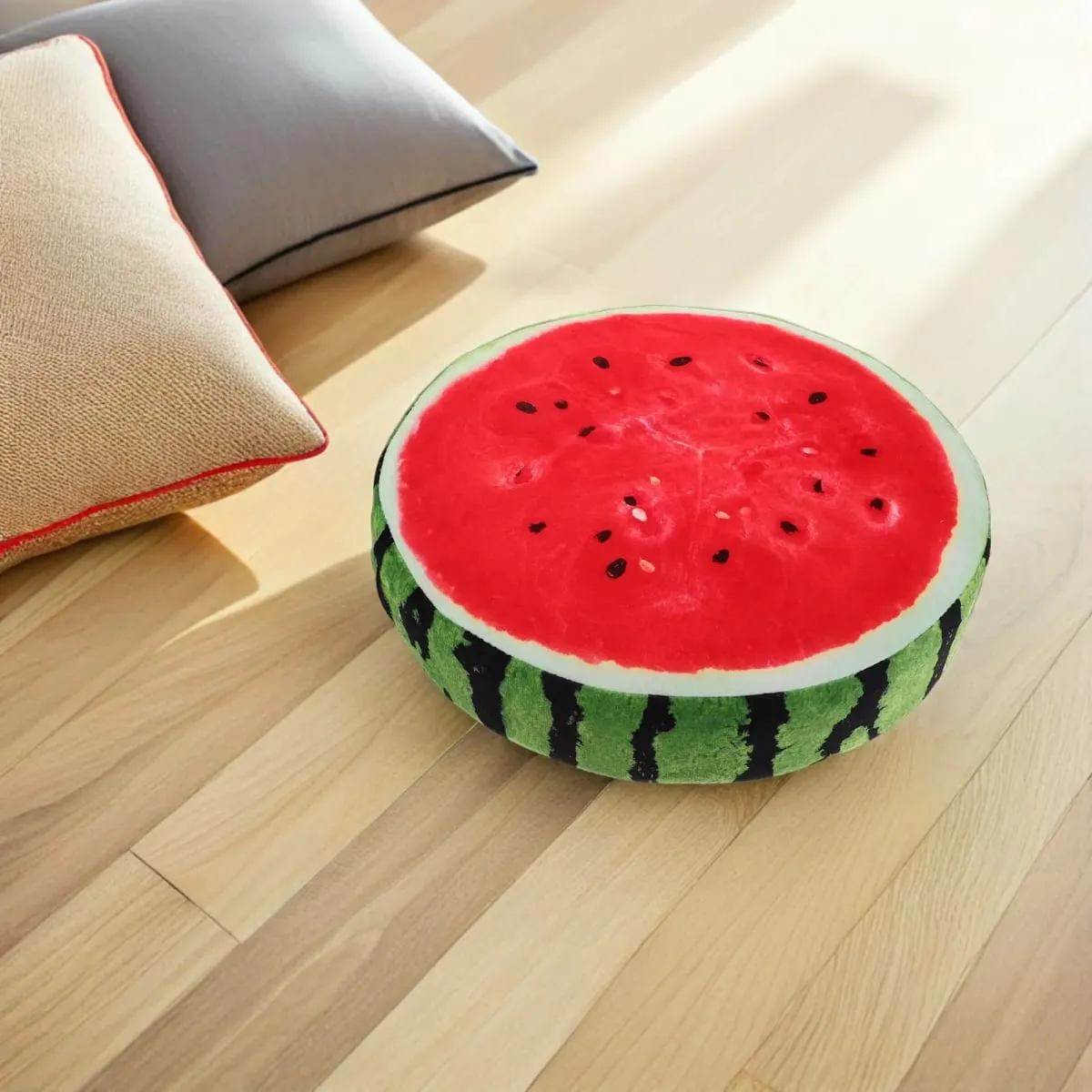 Almohada en forma de sandía, diseño realista 3D, cojín decorativo suave y cómodo para sala de estar, dormitorio, sofá, asiento