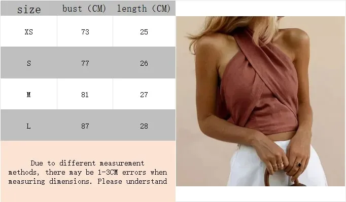 Cropped Top Women's Solid-Colored Cropped Cross-Back Top
