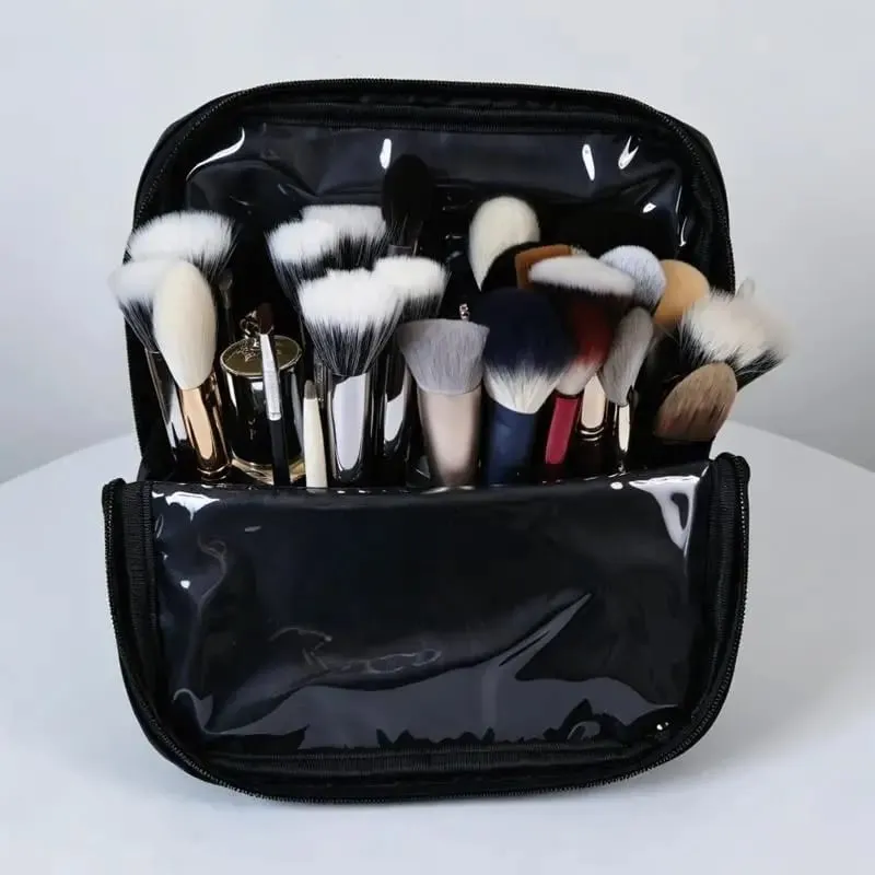 1Pc Foldable Makeup Artist Storage Makeup Brushes Pouch Stand-up Makeup Brushes Storage Bag With Adjustable Dividers.