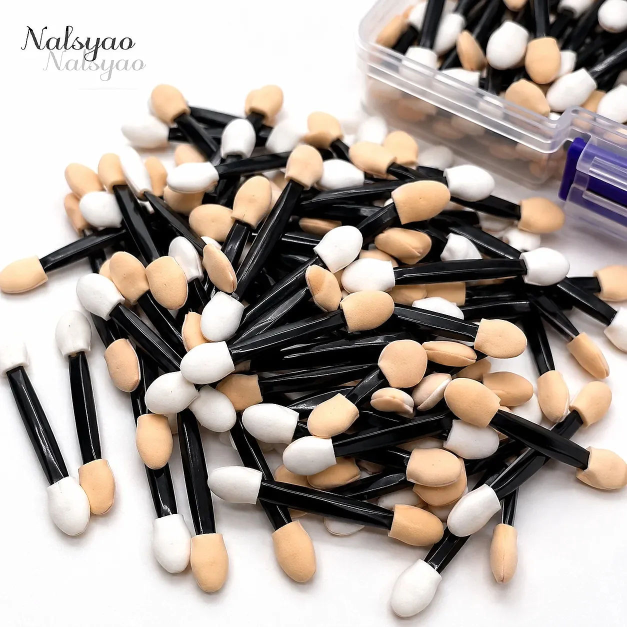50/100/200PCS Εφαρμογές σκιάς ματιών με σφουγγαράκι διπλής όψης με δοχείο – Εργαλείο βουρτσών μακιγιάζ μιας χρήσης με μακριά λαβή — image 5