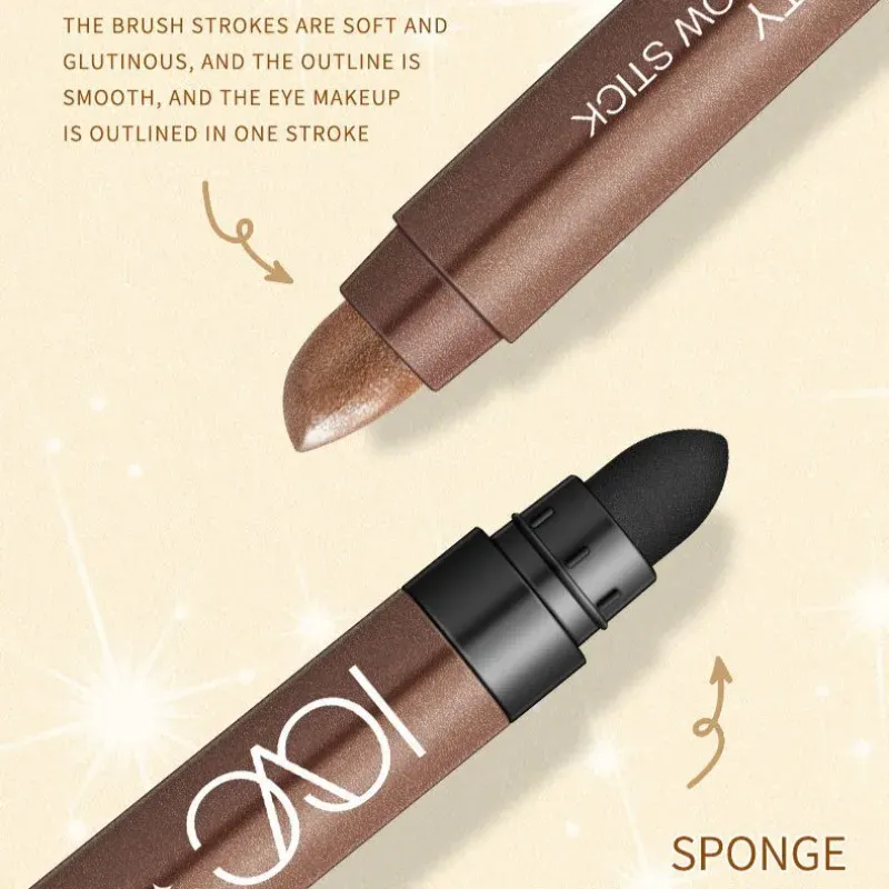 Double Head Waterproof Eyeshadow Sticks Long Lasting High Pigmented Shimmer Glitter Neutral Brown Eyeshadow Pencil Crayon Makeup