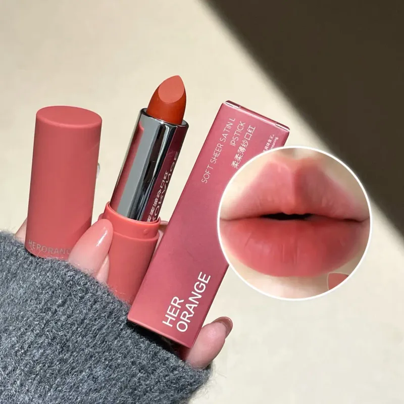 Batom Herorange Sheer Matte Textura macia, não seca, longa duração, à prova de transferência, tons naturais para todos os tons de pele