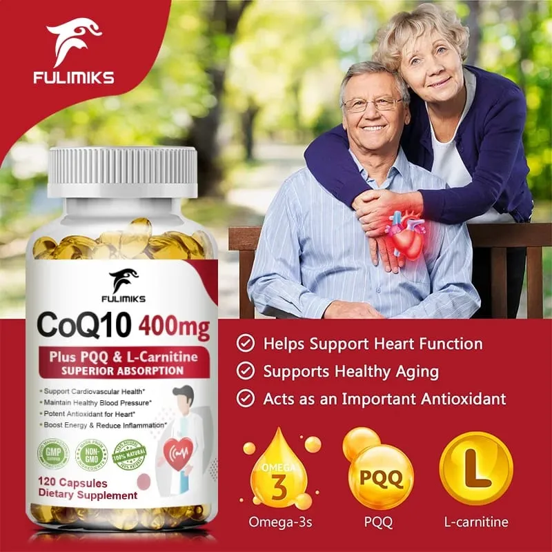 Buy 2 Get 2 Free! CoQ10 Ubiquinol 400mg Capsules Superior Absorption for Heart Health Cellular Energy & Antioxidant Defense