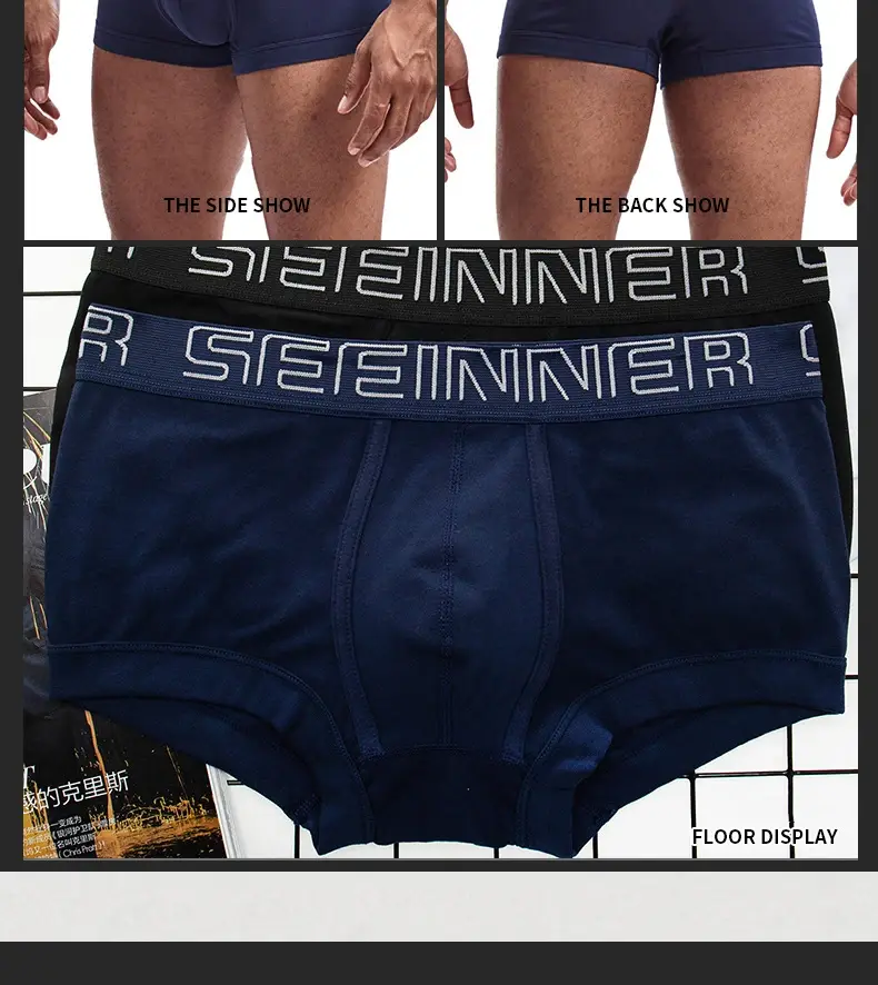 Seeinner Herren-Boxershorts, Baumwolle, U-Konvexbeutel, Unterwäsche, weiche, bequeme Unterhose, Cueca Masculina, M-XXL, Schwarz, Weiß, Grau