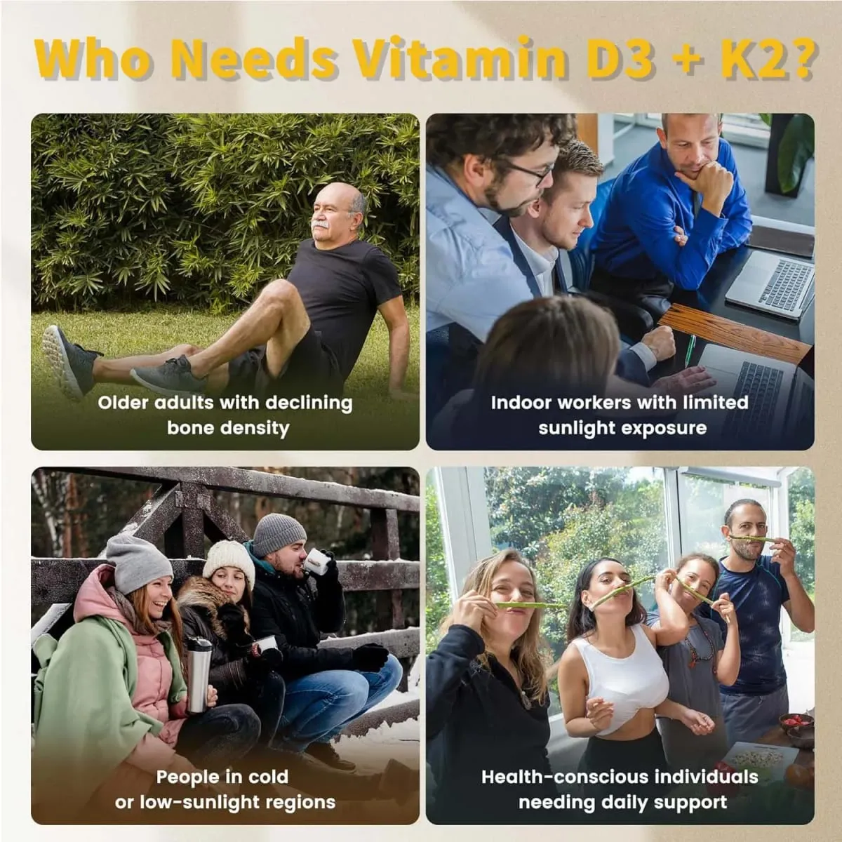 Vitamin D3 K2 MK-7 Supplement Næringsstofstøtte til knoglesundhed Tænder Hjertesundhed og immunfunktion 120 kapsler