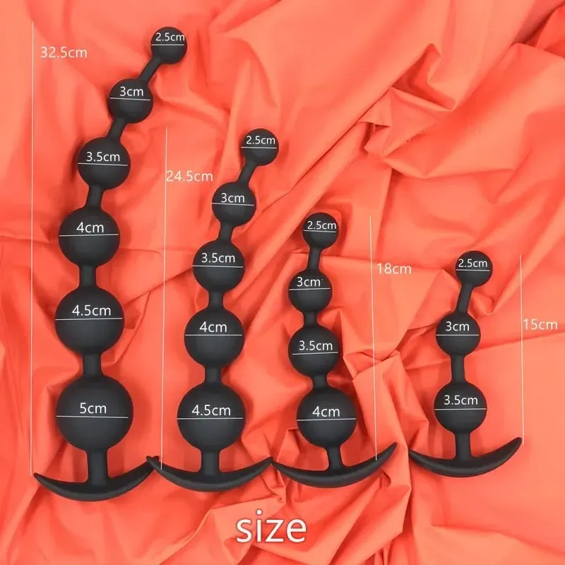 Large Anal Plug for Men & Women Multi-Size Silicone Anal Beads Trainer Kinky Adult Sex Toys for Beginners