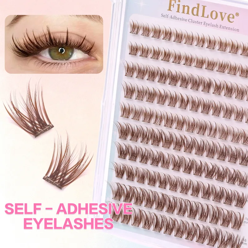 Brown Color Popular High-quality Self-Adhesive Eyelash Extension 3-4Times Reusable Handmade Large Capacity Enlarged Double Eye