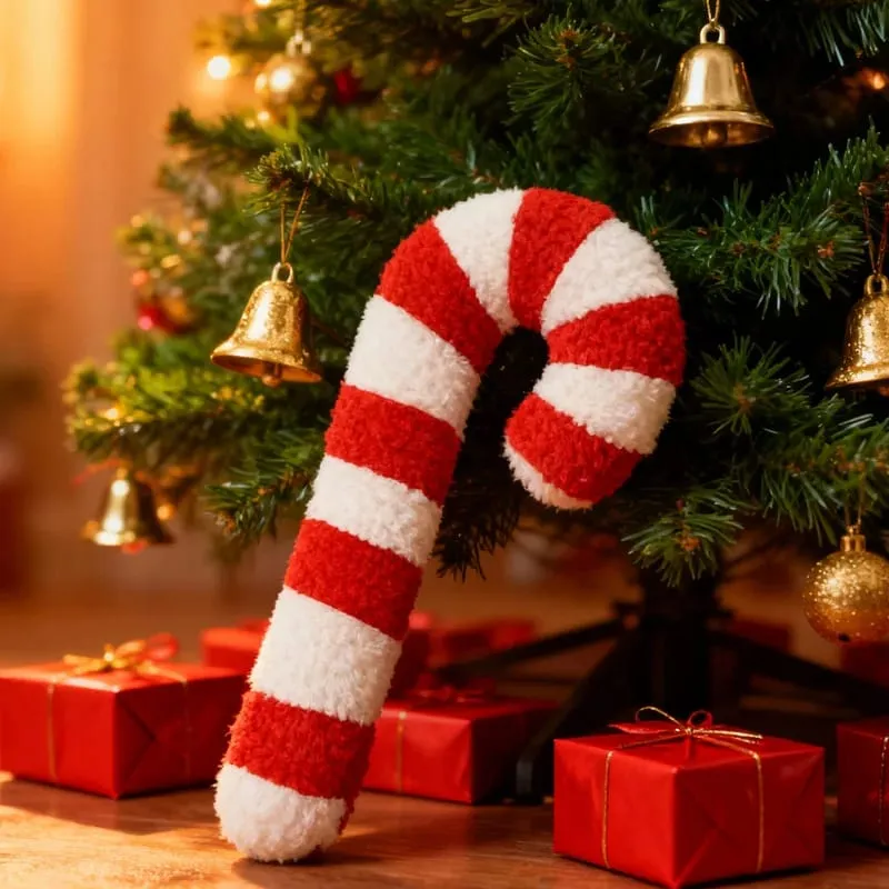 Exquisite Christmas Crutch Plush Toys Christmas Festive Atmosphere Soft Decoration Decorative Ornaments Festival Gift For Friend