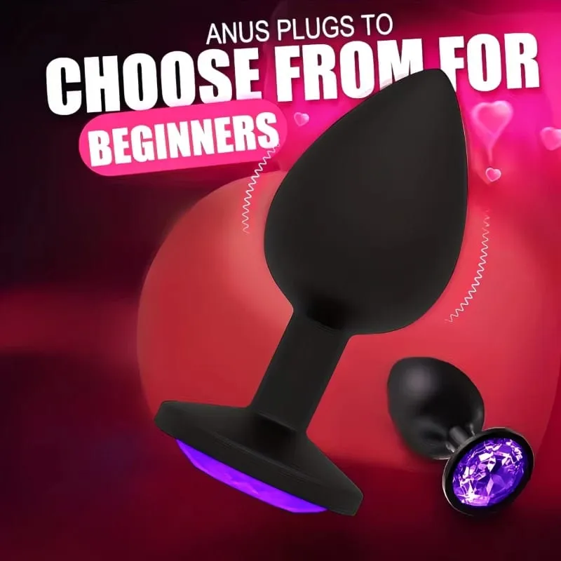 Anal Butt Plug Sex Adult Toys for Women Men Silicone Buttplug Beginner Masturbator Anal Trainer with Diamond Unisex — image 3