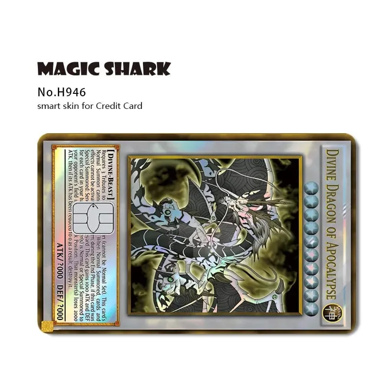 Magic Shark Yo-gi-oh Blue Eyes Dragon Game Shinny Holographic Laser Debit Credit Card Sticker Film Skin Front Cover