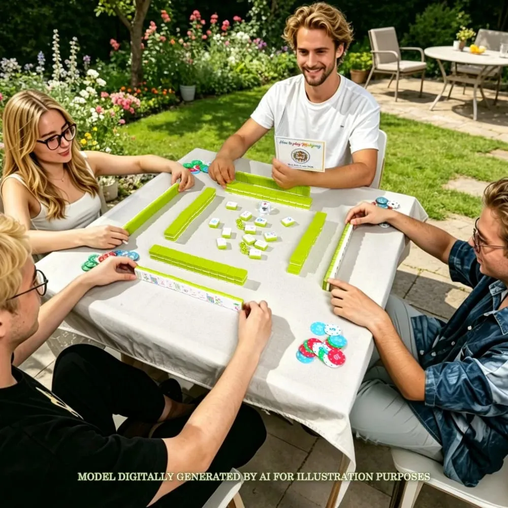 4-Layer Acrylic American Mahjong Set Luxury Engraved Mahjong Tiles Light Green Travel Mah Jongg Sets for Adult Party Board Games
