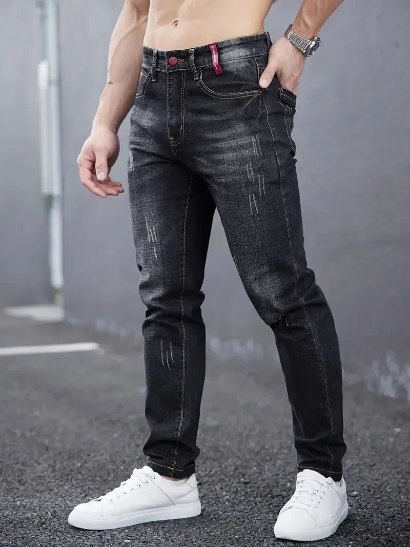 Năm 2025 Nam Slim Casual Đường Phố Cổ Điển Skinny Jeans Bút Chì Jeans Hợp Thời Trang Co Giãn Phong Cách Thoải Mái Thời Trang Đa Năng