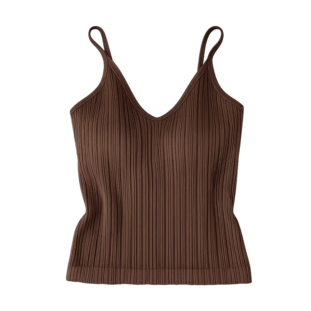New V-neck Camisole Top Inside Wear One-piece Cup Halter Undershirt Sleeveless French Style Lingerie Summer