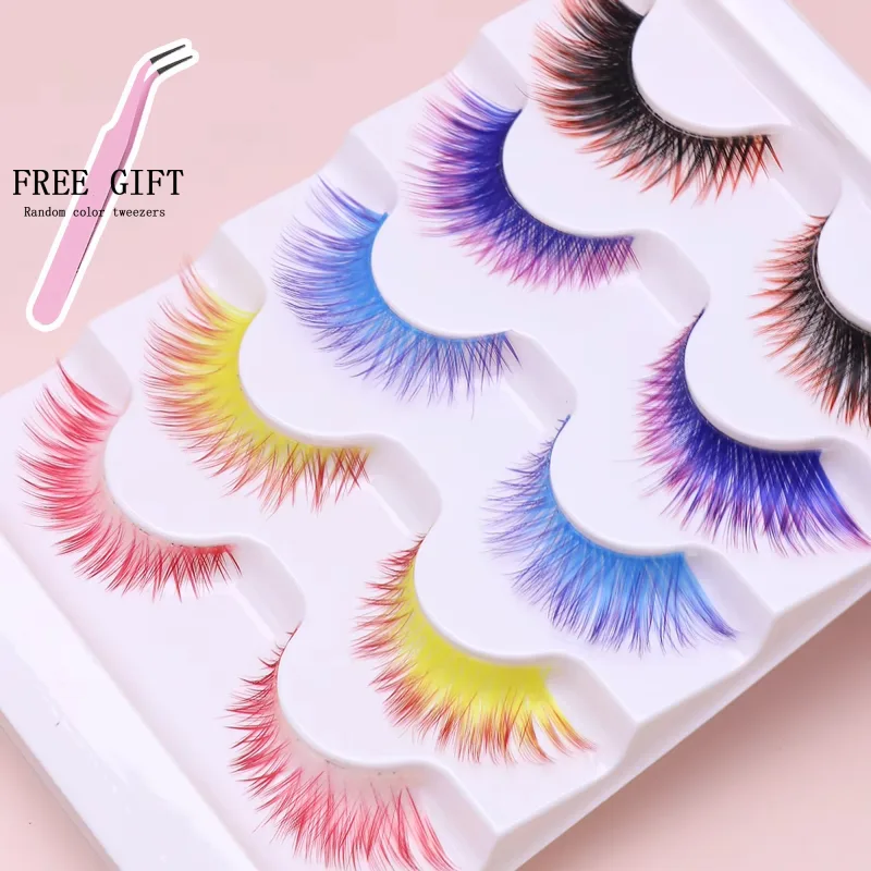 5 Ζεύγη βλεφαρίδων Cat Eye Faux Βλεφαρίδες Βιζόν Βλεφαρίδες με φτερωτό τέλος μακριές βλεφαρίδες Φυσικές μακριές βλεφαρίδες Manga Ψεύτικες βλεφαρίδες Μακιγιάζ