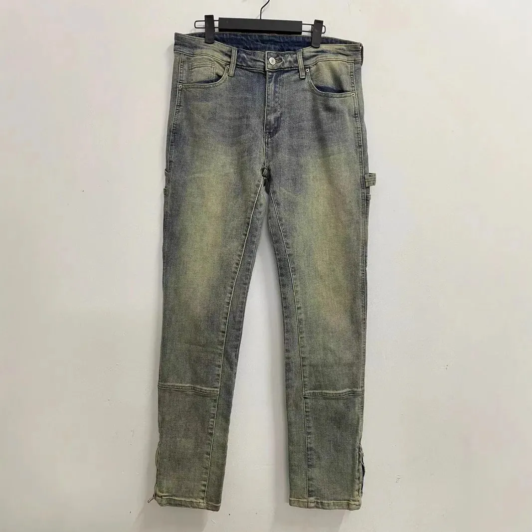 European American New Fashion Men's Solid Color Loose Straight Simple Basic Denim Trousers Mlae High Street Jeans Pants Clothes