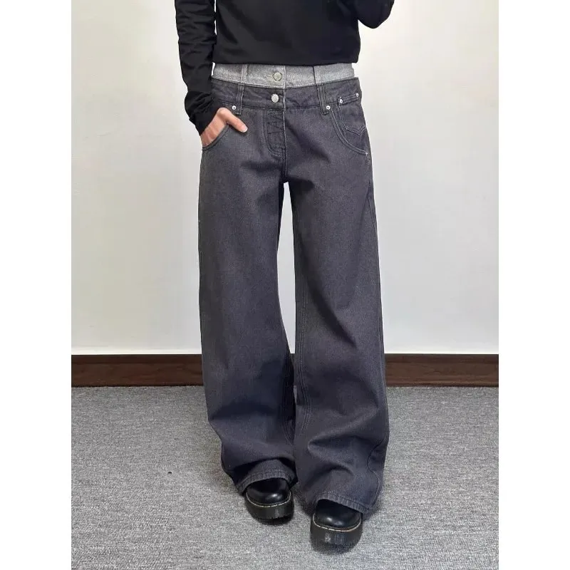 Herenjeans Herenbroek Losvallende zwarte wijde pijpen High Street Denim Relaxte rechte casual lente slouchy broek — image 2