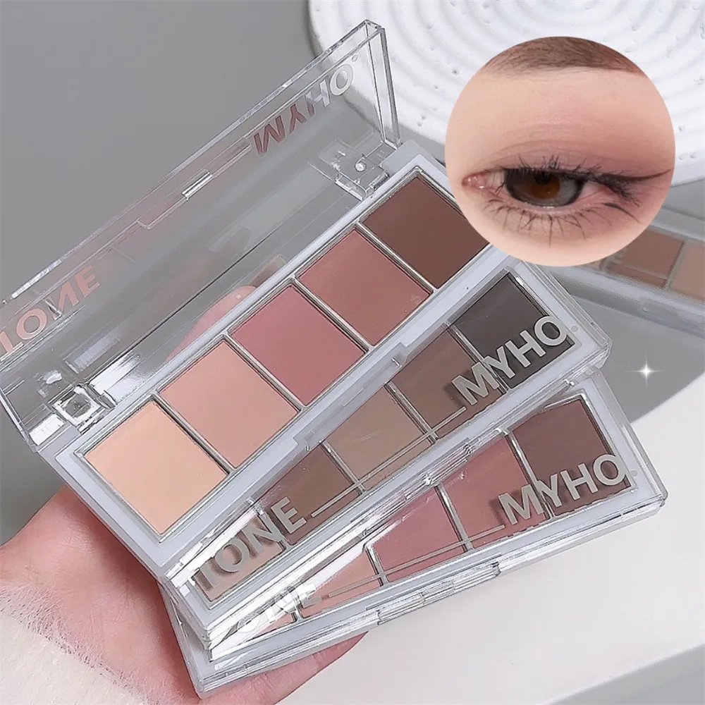 5-color Eyeshadow Palette Matte Natural Brown Portable Bronzers Cosmetic Contouring Shadow Earth Color Eye Shadow Makeup Palette