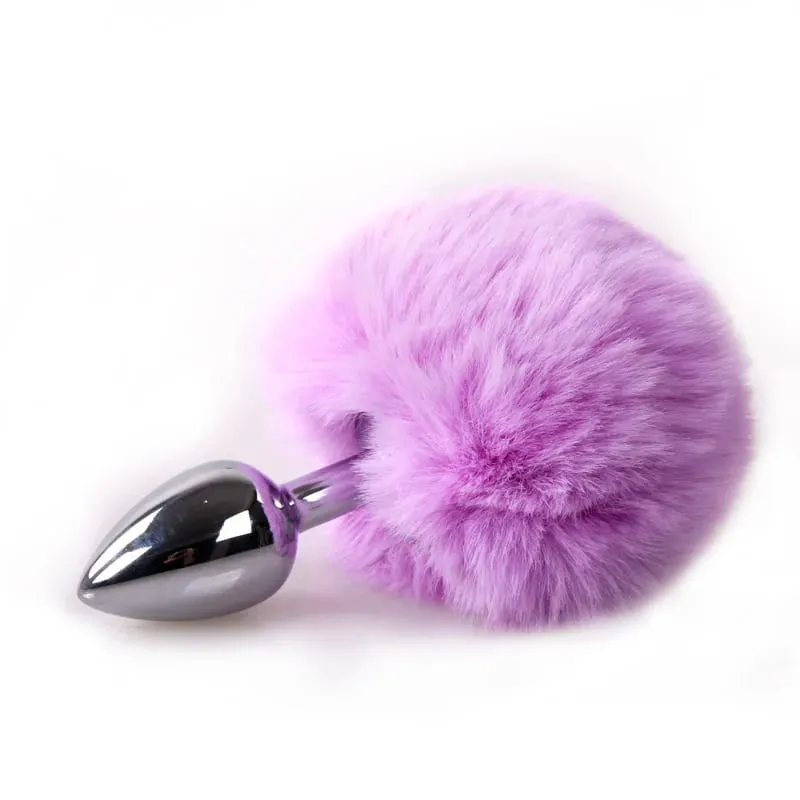 Metal Anal Plug with Rabbit Tail Bunny Tail Pet Role Play Adult Sex Toy for Women Men Couples Fetish Gear Accessories