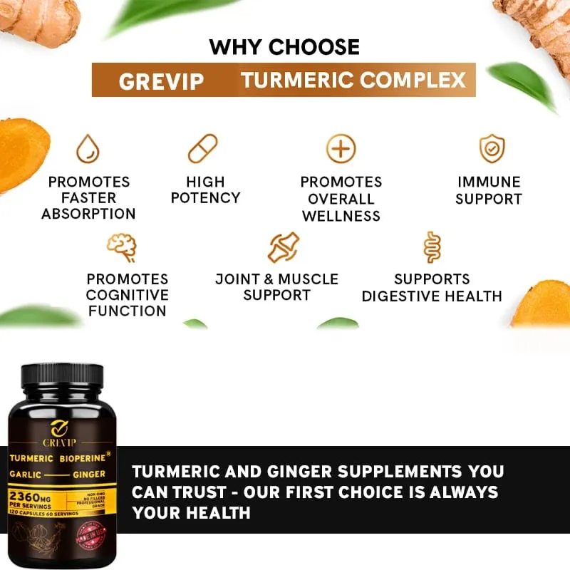 Συμπλήρωμα 4-σε-1 Turmeric Ginger - με Σκόρδο κουρκουμίνη μαύρο πιπέρι - Ανοσολογική υποστήριξη των αρθρώσεων Βελτιώνει την πέψη