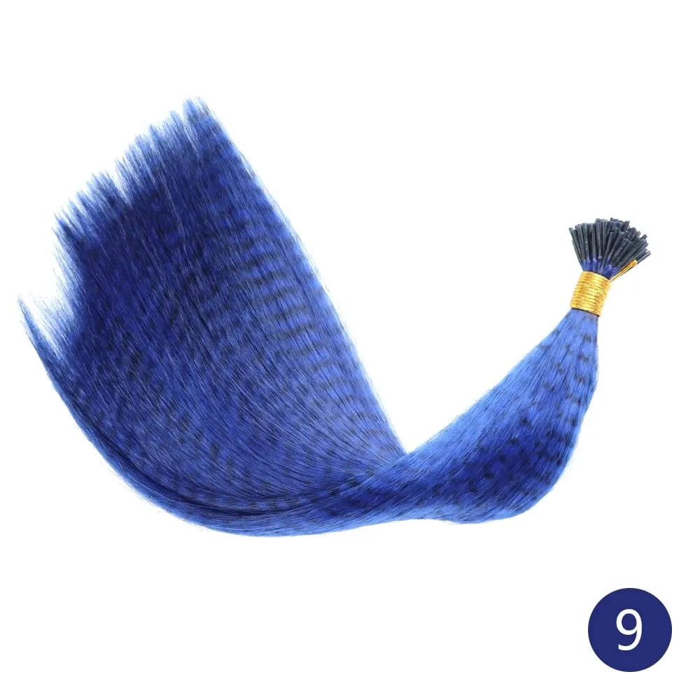 Lansa Feather Hair Extension 10Pieces Fake Hair I Tip Rainbow Synthetic Hair 16inch Hairpiece Feather for Hair Extension