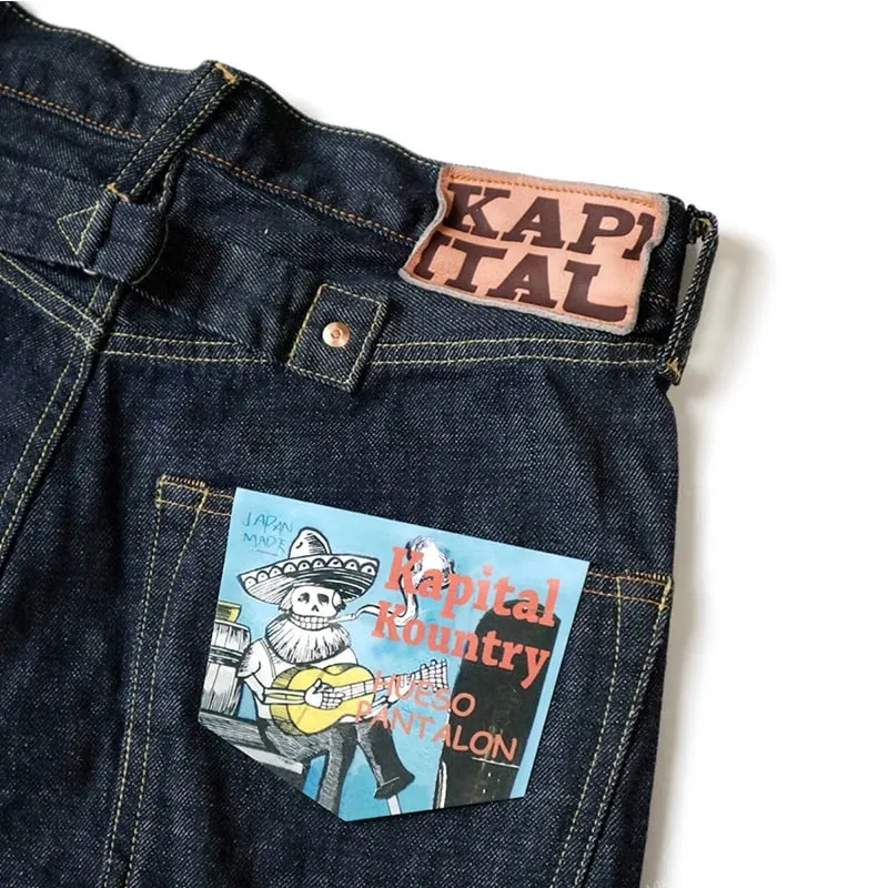 Japan Style New Arrival KAPITAL Hirata Kazuhiro Bone Skeleton Embroidered Pattern Casual Jeans for Men