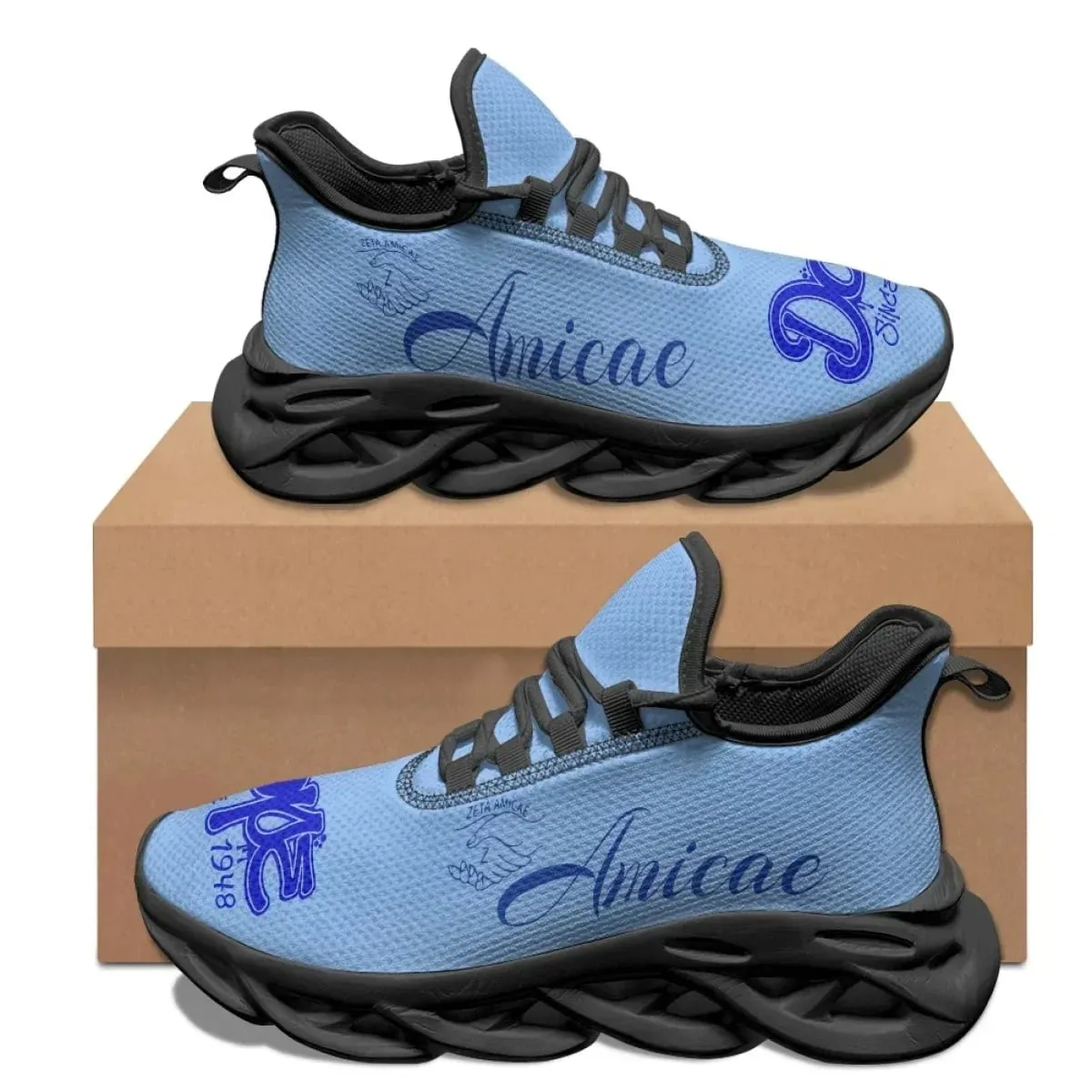 Zeta Amicae New Trend 3D Print Casual Mesh Sneakers for Women Lightweight Lace up Shoes Friends of Zeta Platform Shoes Female