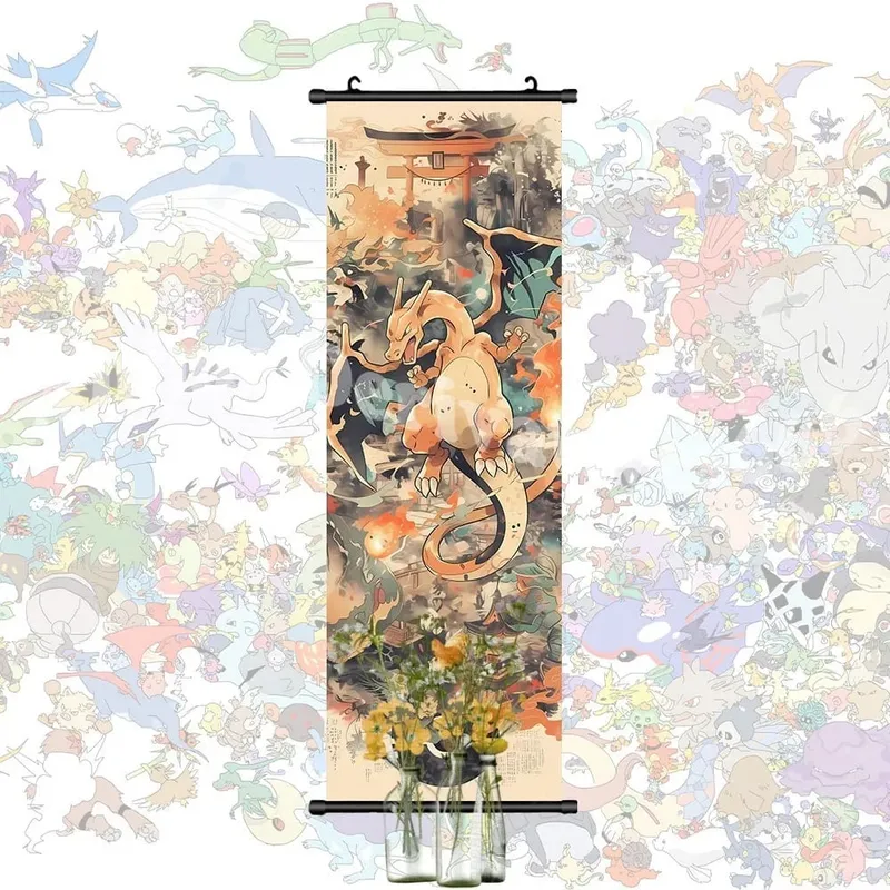Έντυπη αφίσα Anime Έργα τέχνης τοίχου Gengar Εικόνες Charizard Ζωγραφική Καμβάς Pikachu Κρεμαστά ειλητάρια Διακόσμηση δωματίου στο σπίτι