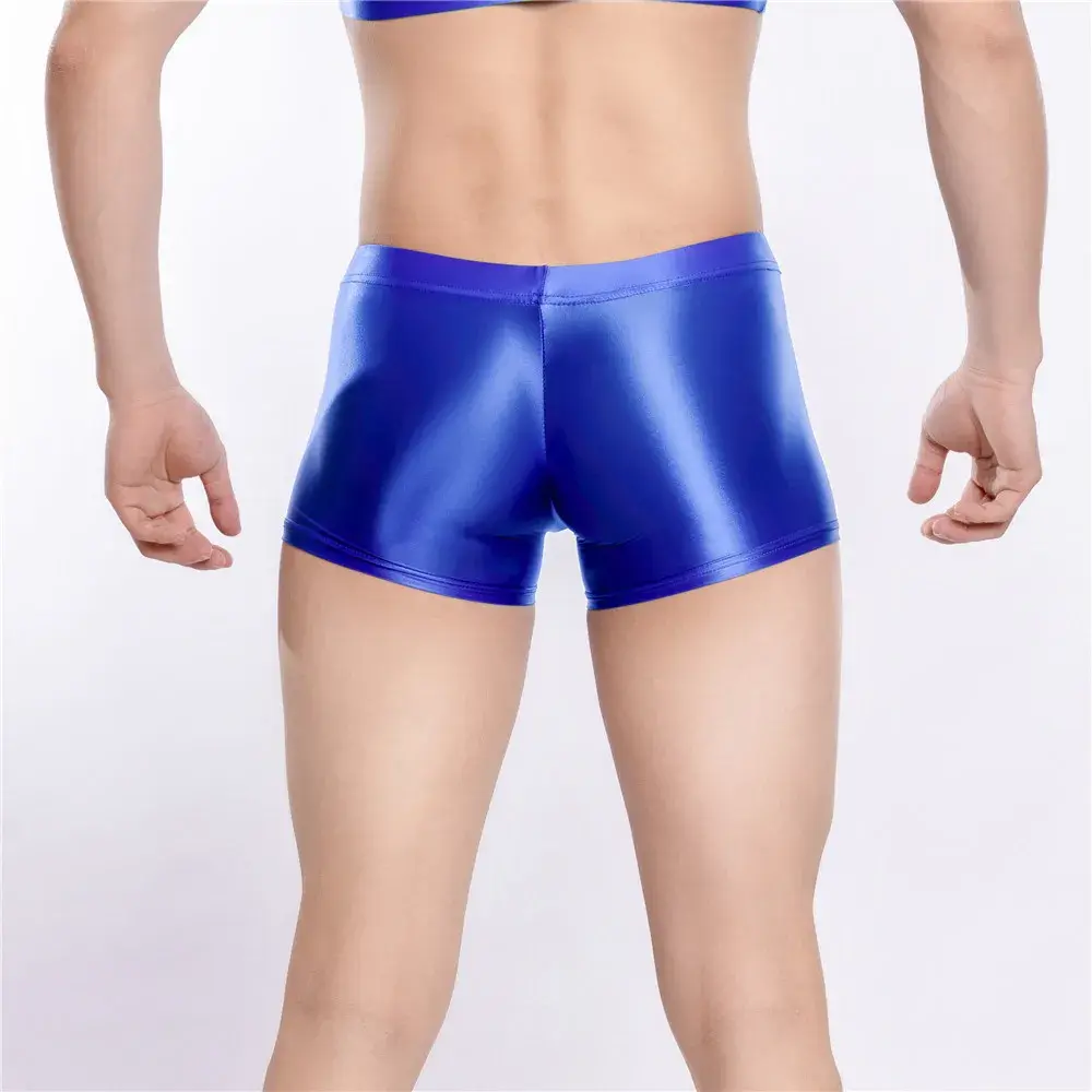 Sexy Men Hot Short Panties U Bulge Pouch Boxer Oil Shiny Glossy Smooth Lingerie Candy Color Underwear Breathable Briefs