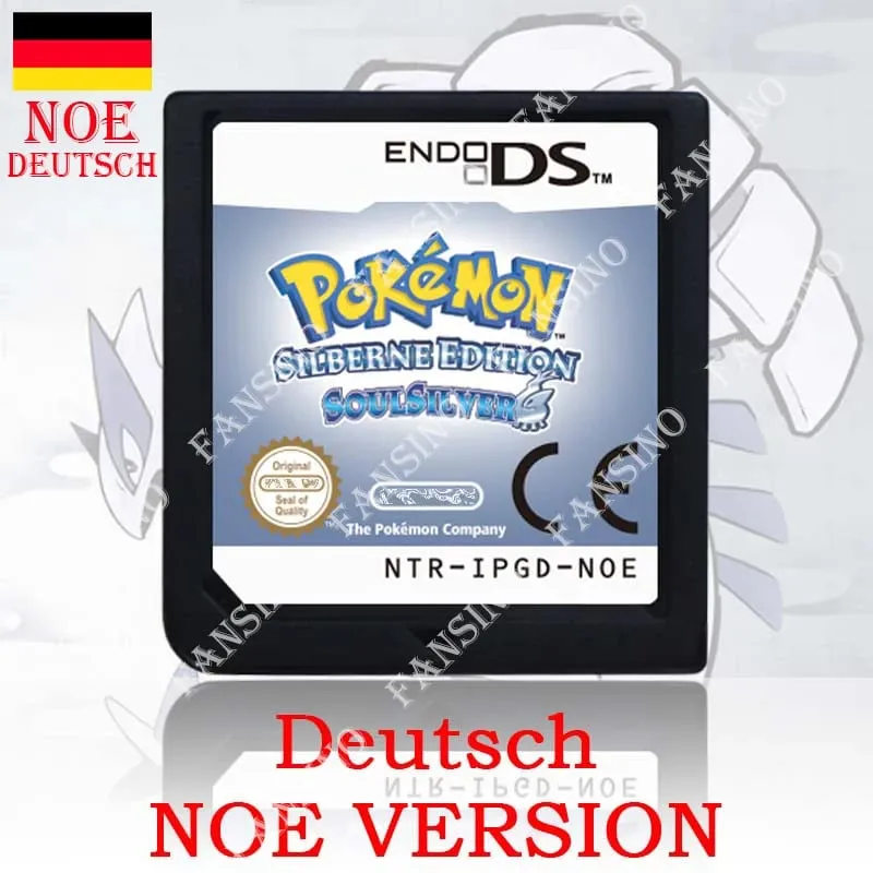 (USA EUR AUS NOE ESP FRA ITA) Pokemon HeartGold SoulSilver Version High Quality Authentic 1:1 Replica DS Video Game Cartridge