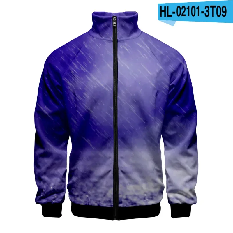 Harajuku Popular Rain 3D Print Zipper Raglan Jacket Windbreaker Boys/Girls Comfortable Stand Collar Jackets Coats