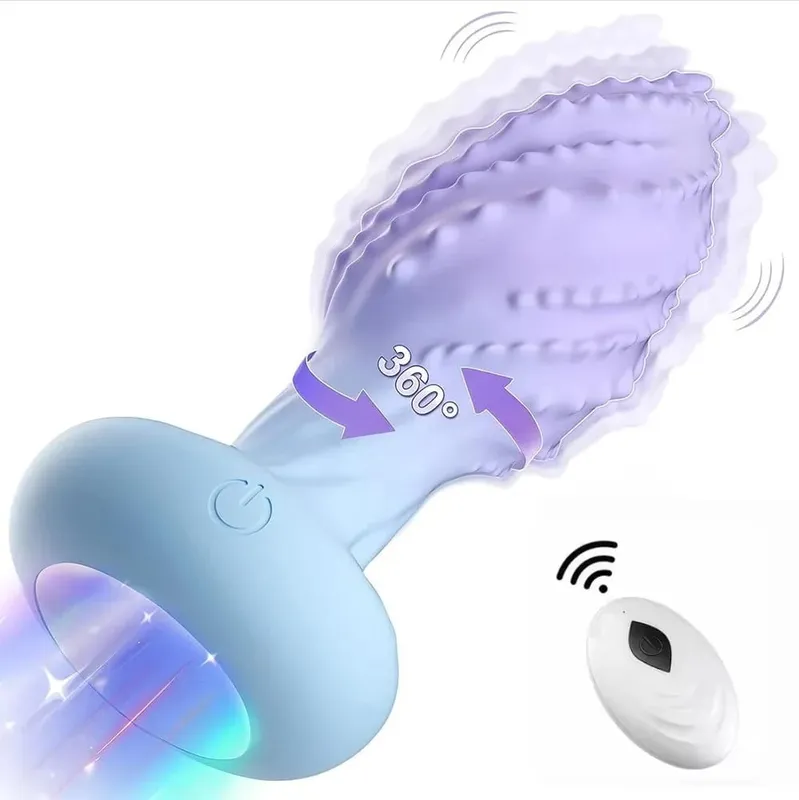 Anal Plug Sex Toys 360° Rotation Butt Plug Vibrator With LED Light UP Remote Control Men Prostate Massager for Women Masturbator