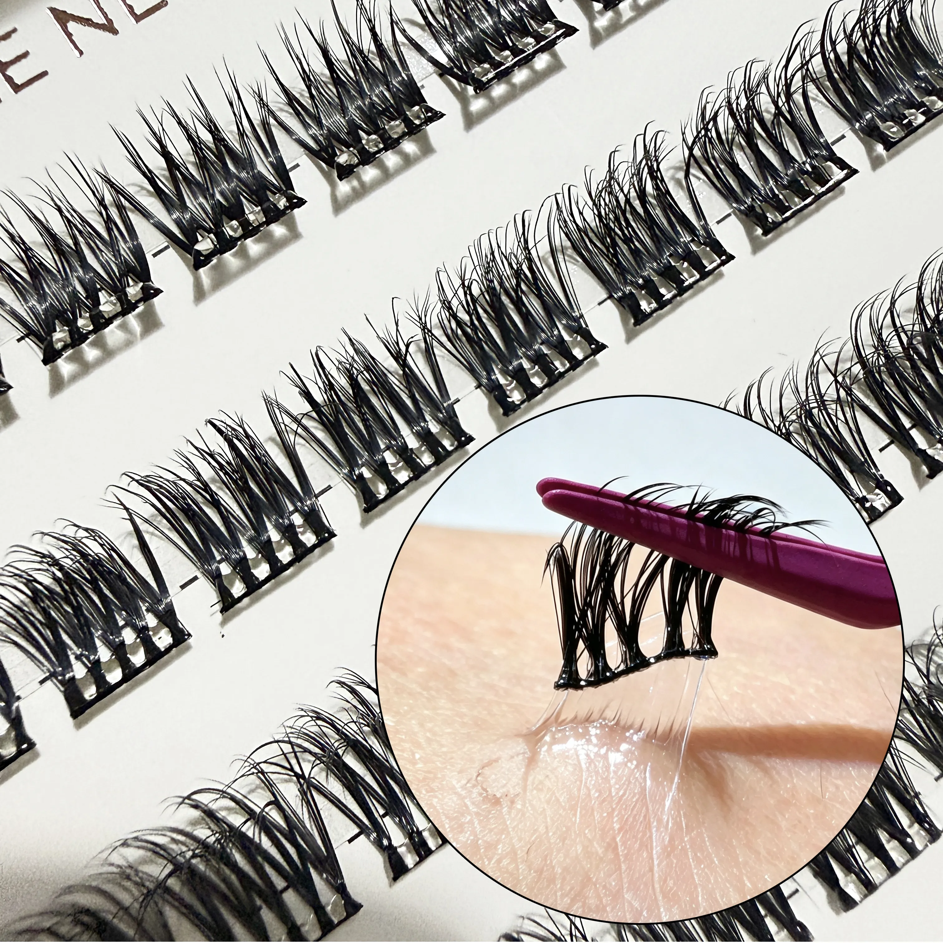 Self Adhesive Cluster Lashes Wide Pre‑glued Tap Natural DIY Eyelash Extension No Glue Need Eyelashes Press On Manga Lashes
