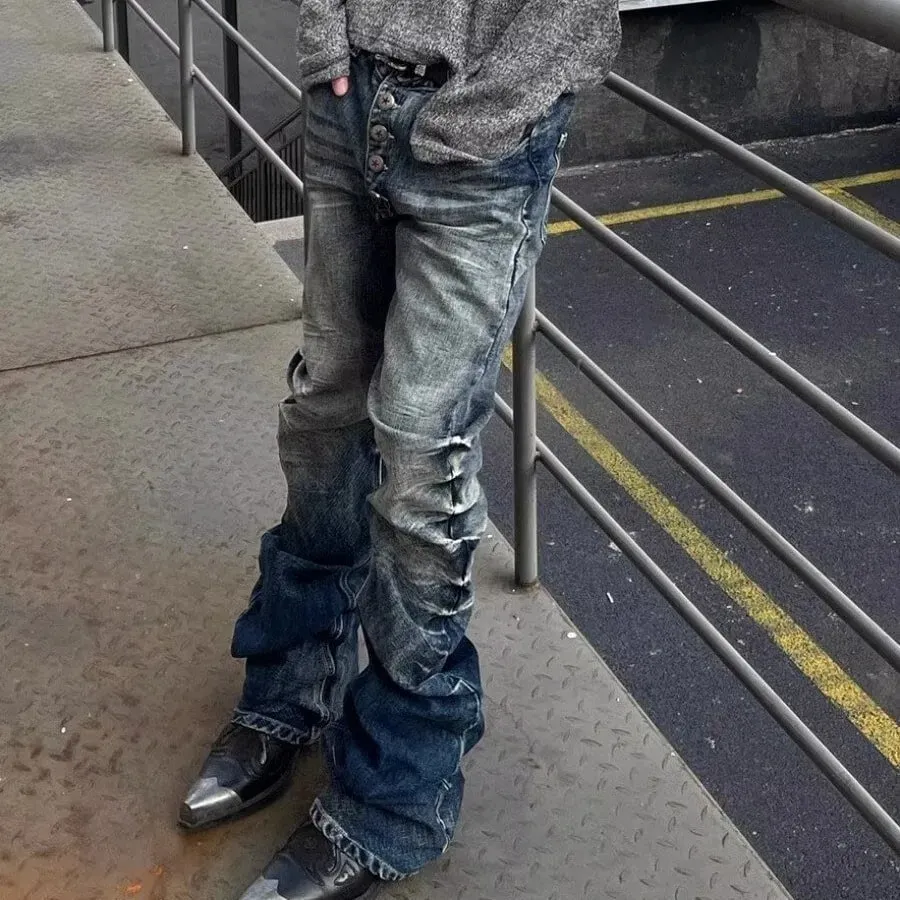 European American New Fashion Men's Slim Casual Trendy Simple Basic Denim Trousers Male Daily High Street Jeans Pants Clothes