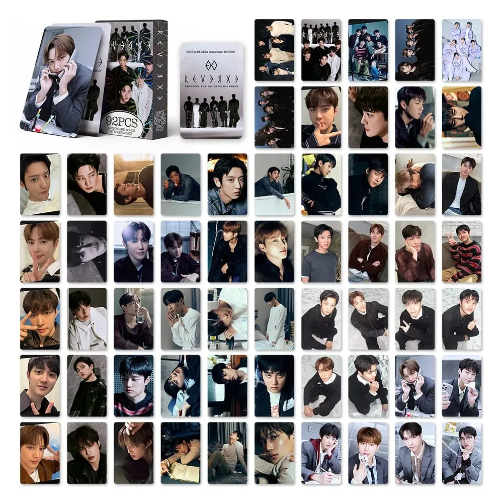 92pcs EXO New Album REVERXE Photocards Stickers Kpop Merch Lomo Cards Set Fans Collection Cards Gifts