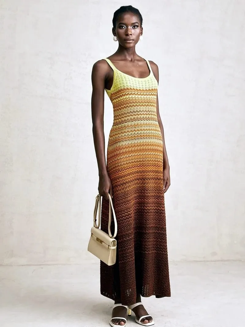 Luxus Marke Design Frauen Elegante Boho Afrikanische Goldene Pailletten Maxi Ärmellose Abend Party Urlaub Kleid Gestrickte Dame Kleidung