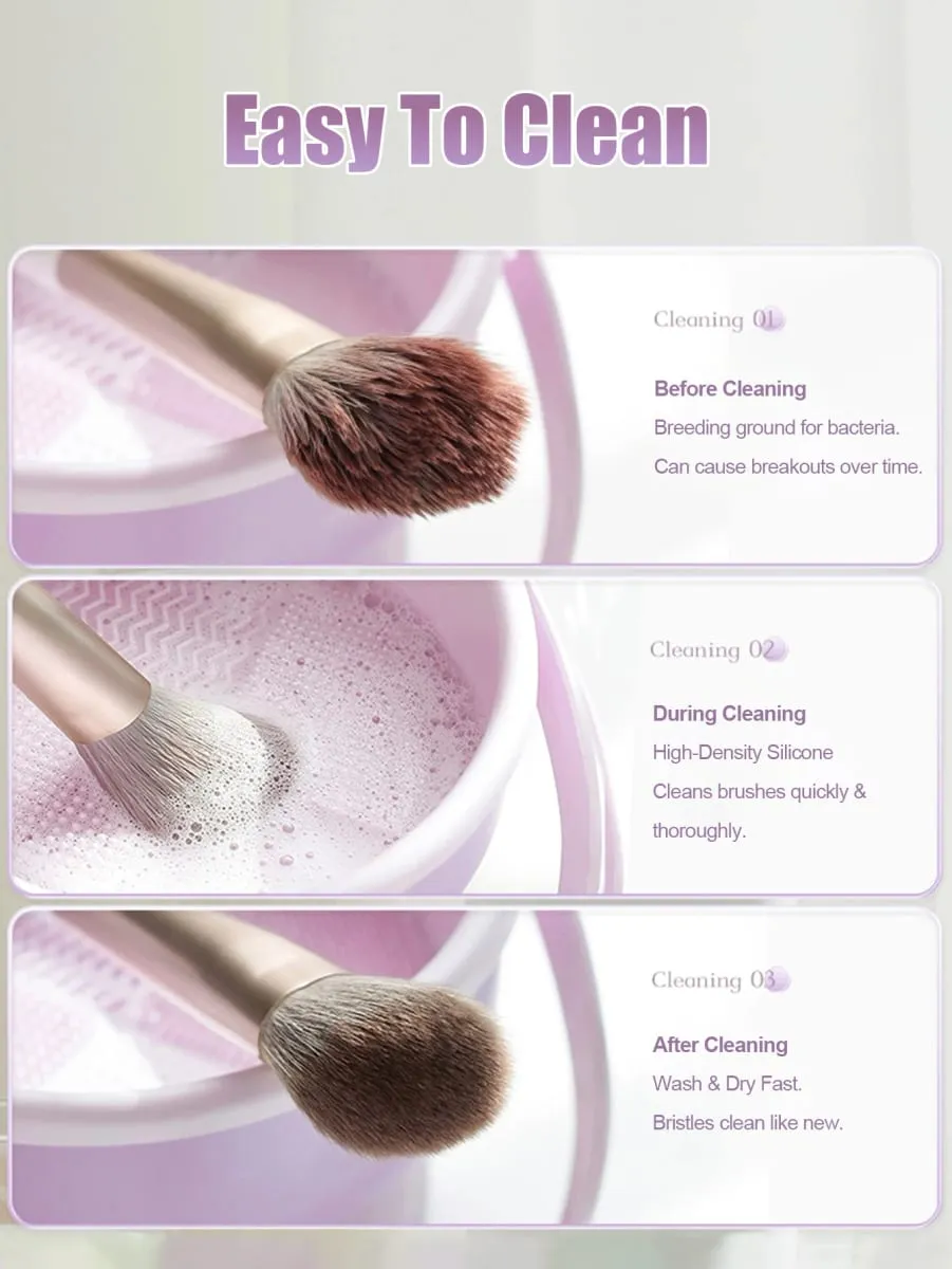 Make-up-Pinsel-Reiniger-Schüssel, All-in-One-Wasch-, Trocken- und Aufbewahrungsregal, sanftes, nicht beschädigendes Reinigungswerkzeug für Pinsel, Schwämme und Mixer