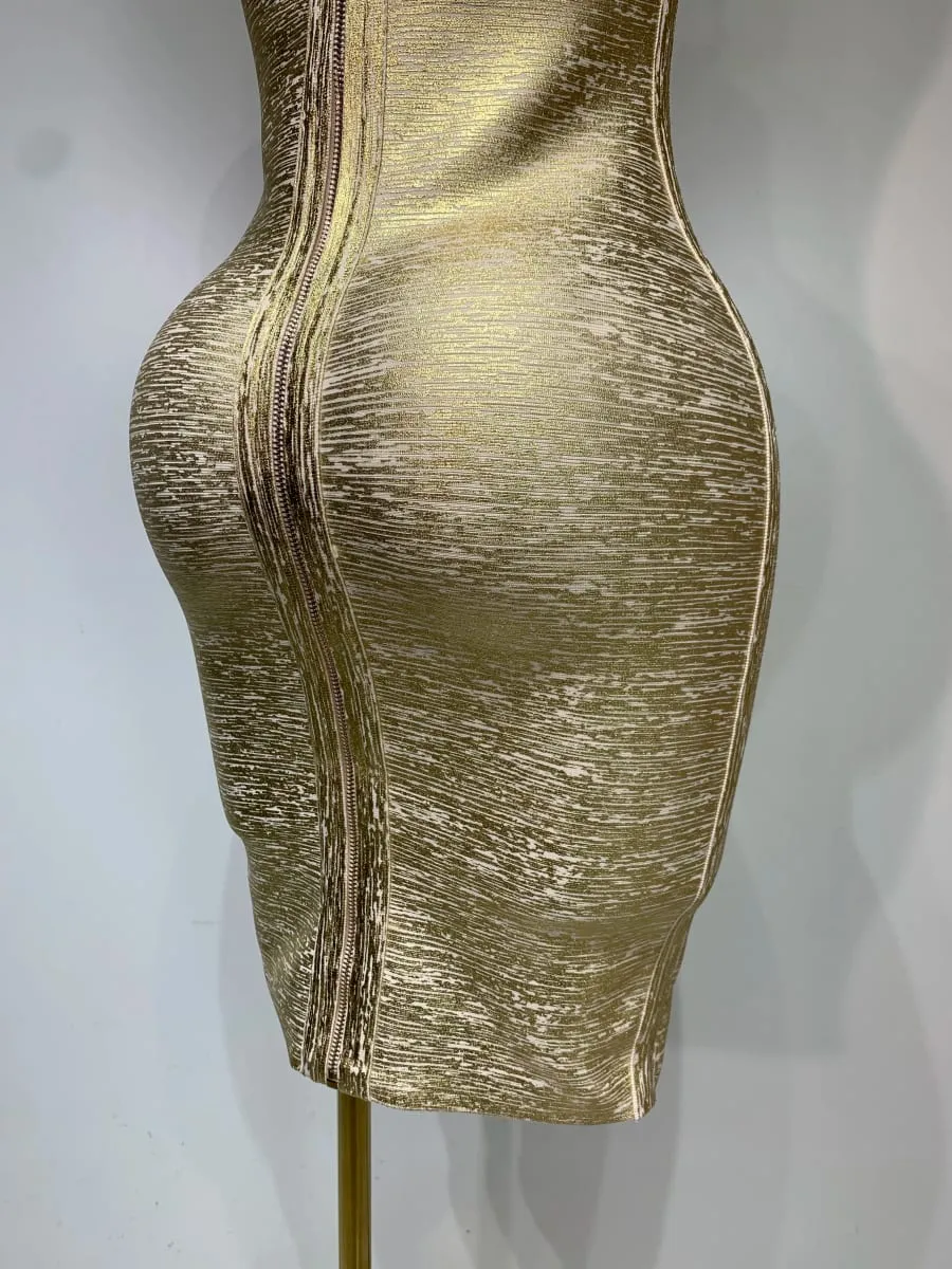عالية الجودة المشاهير أنيقة الذهب Bodycon ضمادة فستان المرأة مثير ملهى ليلي مساء حفلة فاخرة فستان عيد ميلاد Vestidos