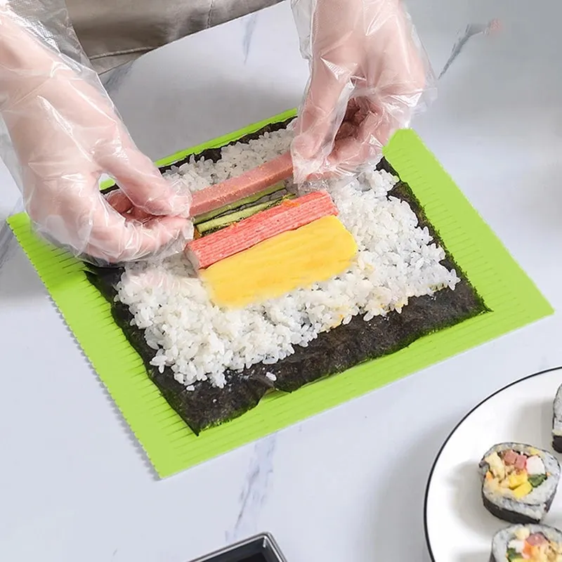 DIY szilikon sushi görgős szőnyegek Mosható, újrafelhasználható sushi tekercsforma szőnyeg Barkácsolás ételsodort rizssodort süteménytekercs