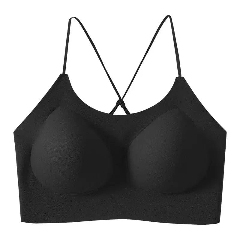 2025 Sexy French Camisole Backless Bra One-piece Seamless Lifting Lingerie No Underwire Gathering Anti-sagging Fix Cup Bra